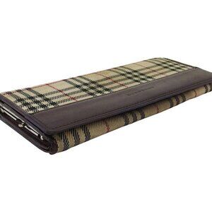 BURBERRY Purse Beige Brown Silver Women Authentic secondhand